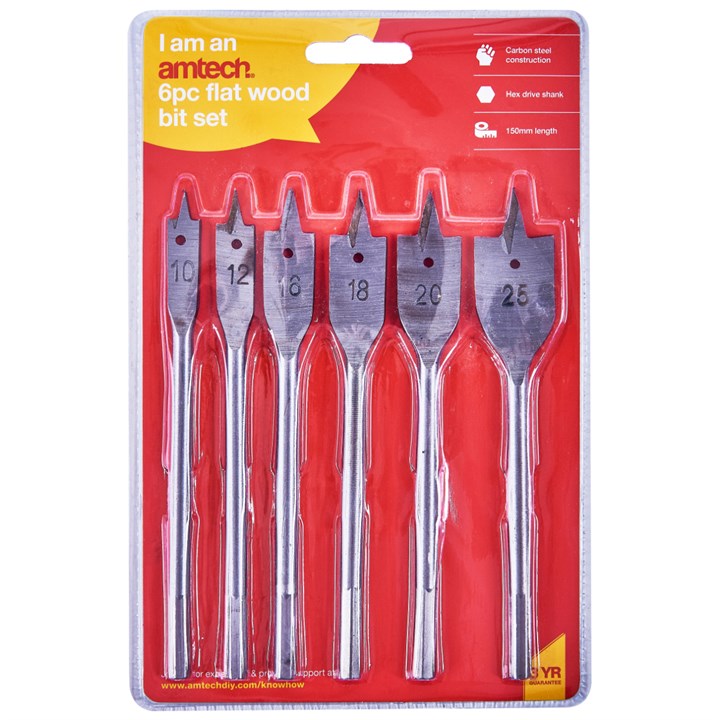 Amtech 6 Piece metric flat wood bit set F1400