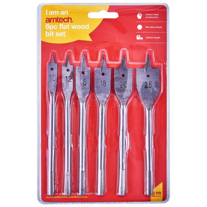 Amtech 6 Piece metric flat wood bit set F1400