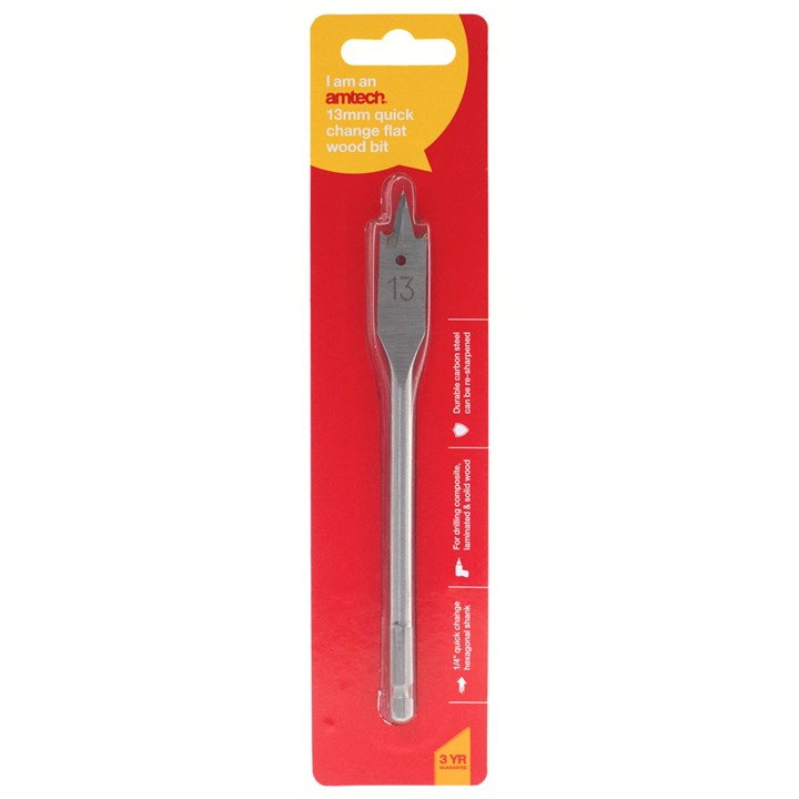 Amtech 13mm x 152mm quick change flat wood bit F1411