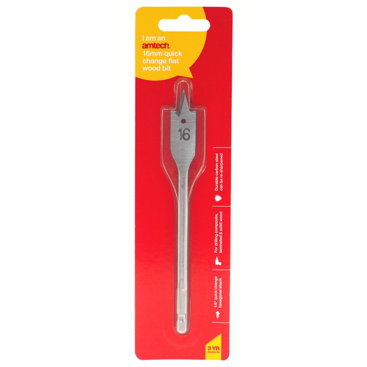 Amtech 16mm x 152mm quick change flat wood bit F1412