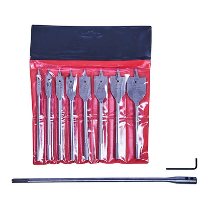 Amtech 8 Piece flat wood bit set with 30mm (12") extension F1435
