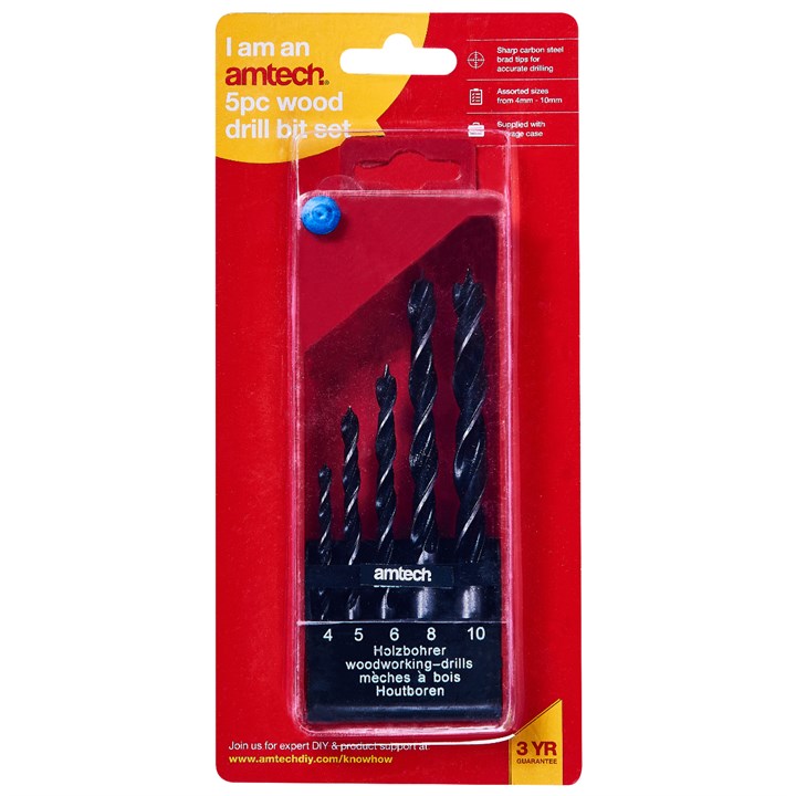 Amtech 5 Piece wood drill bit set F1450