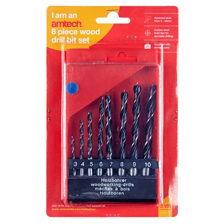 Amtech 8 Piece wood drill bit set F1500