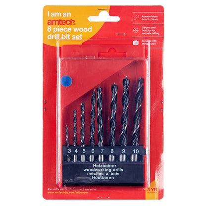Amtech 8 Piece wood drill bit set F1500