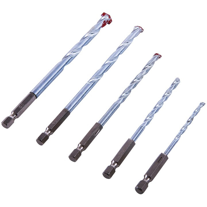 Amtech 5 Piece hex shank masonry drill bit set F1730
