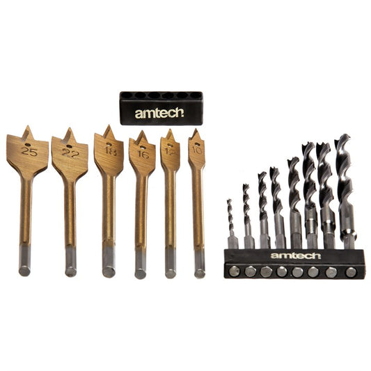 Amtech 14 Piece hex shank wood drill set F1740