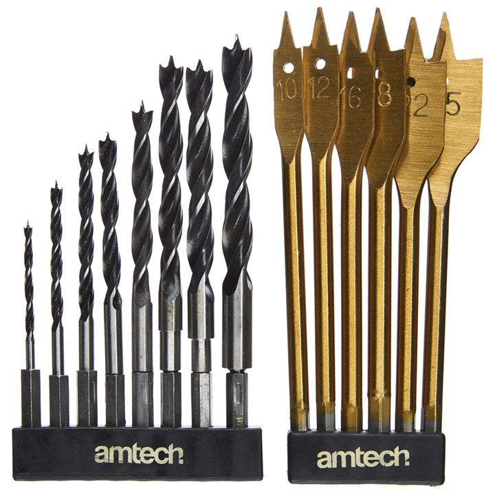 Amtech 14 Piece hex shank wood drill set F1740