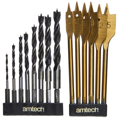 Amtech 14 Piece hex shank wood drill set F1740