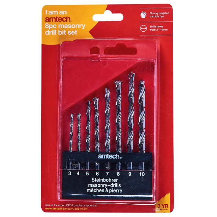 Amtech 8 Piece Tungsten masonry drill bit set F1755
