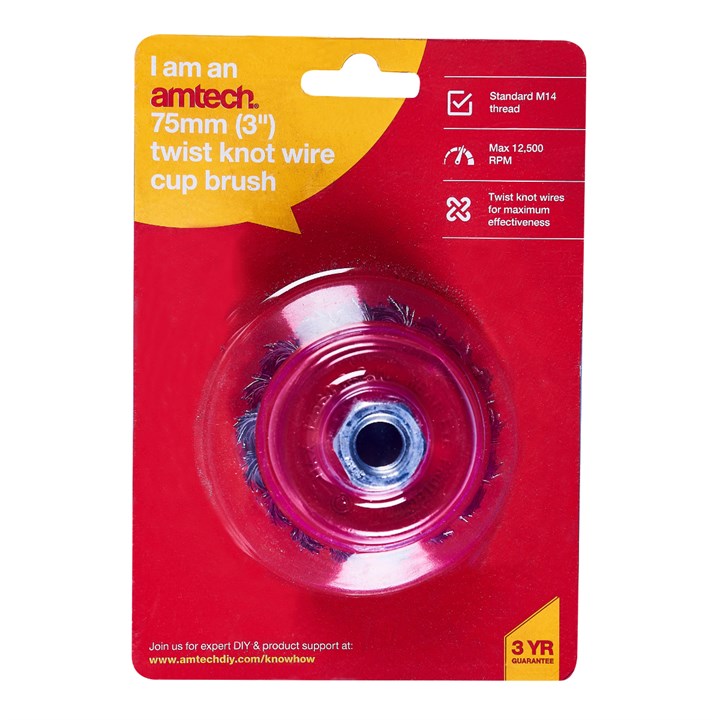 Amtech 80mm (3") Twist knot wire cup brush F3360
