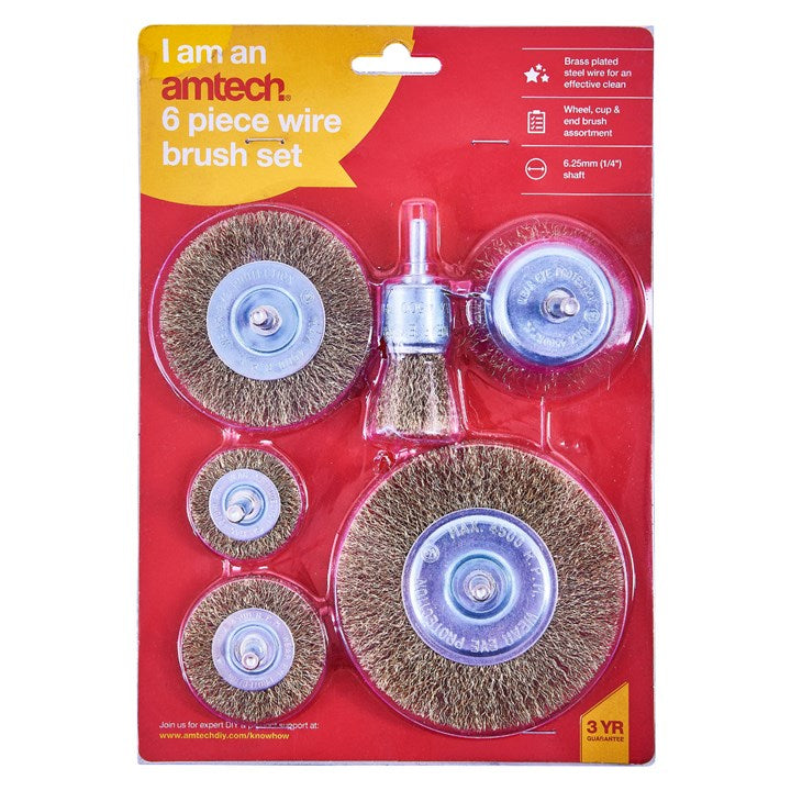 Amtech 6 Piece wire wheel brush set F3500