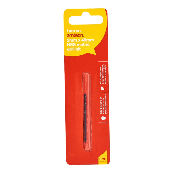 Amtech High speed steel (HSS) metric drill bit (2mm x 49mm) F5002
