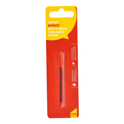 Amtech High speed steel (HSS) metric drill bit (2mm x 49mm) F5002