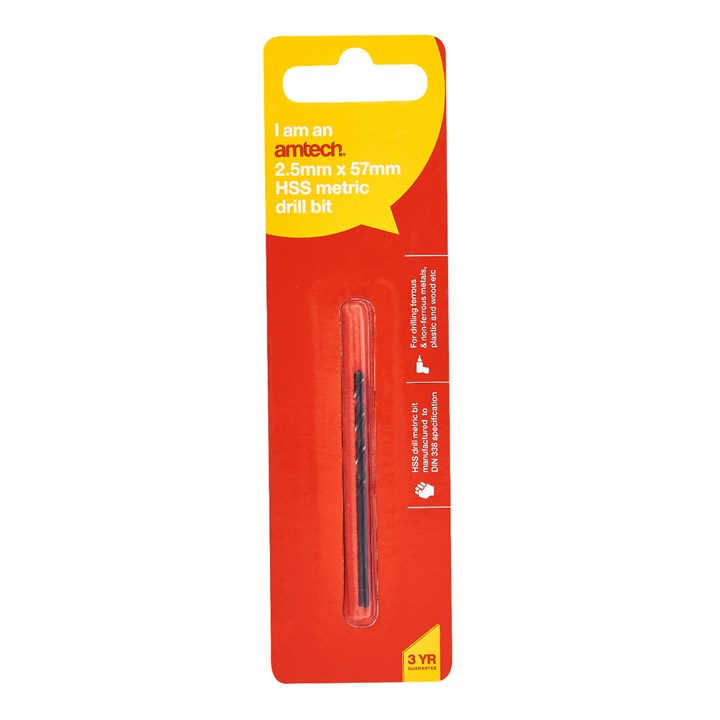 Amtech High speed steel (HSS) metric drill bit (2.5mm x 57mm) F5003