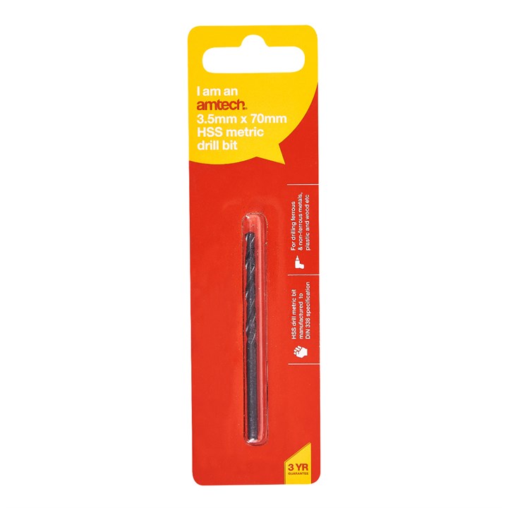 Amtech High speed steel (HSS) metric drill bit (3.5mm x 70mm) F5006