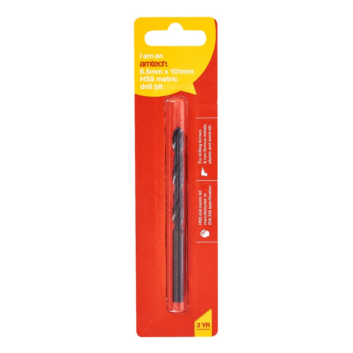 Amtech High speed steel (HSS) metric drill bit (6.5mm x 101mm) F5014