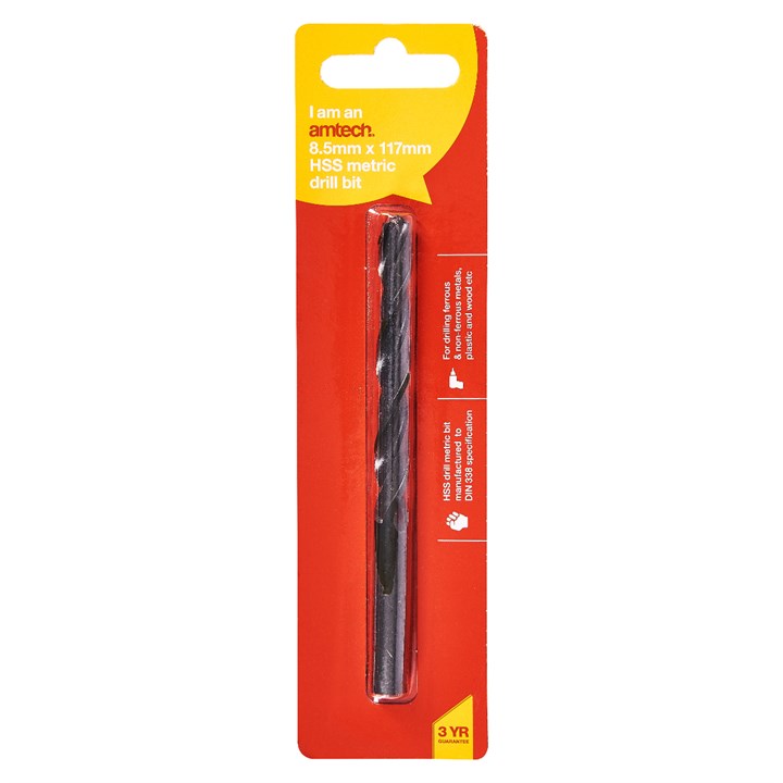 Amtech High speed steel (HSS) metric drill bit (8.5mm x 117mm) F5018
