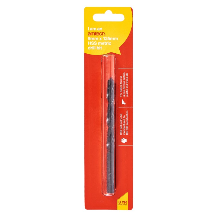 Amtech High speed steel (HSS) metric drill bit (9mm x 125mm) F5019