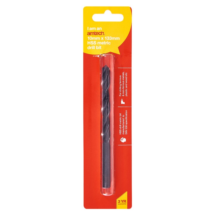 Amtech High speed steel (HSS) metric drill bit (10mm x 133mm) F5021