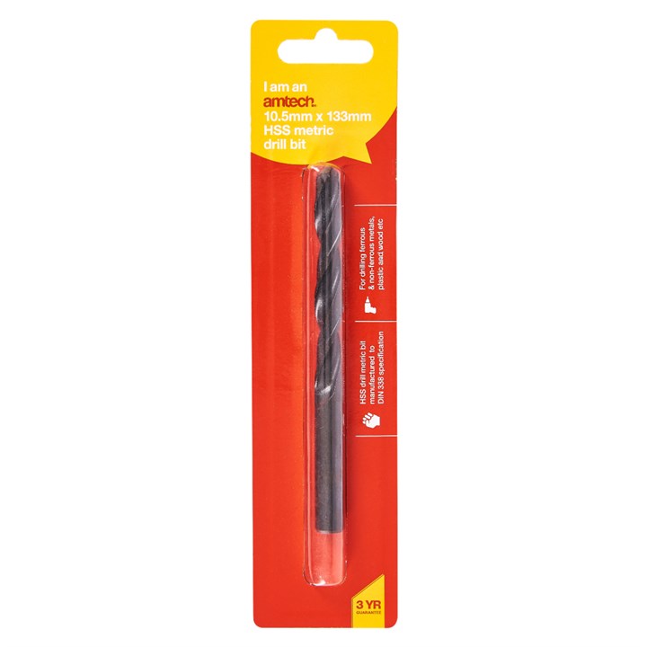 Amtech High speed steel (HSS) metric drill bit (10.5mm X 133mm) F5022