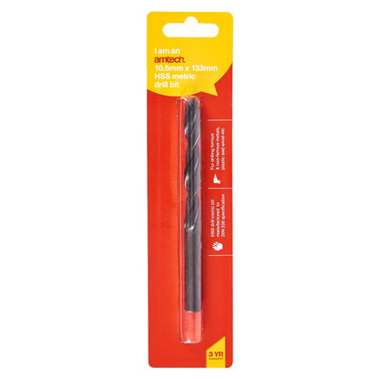 Amtech High speed steel (HSS) metric drill bit (10.5mm X 133mm) F5022
