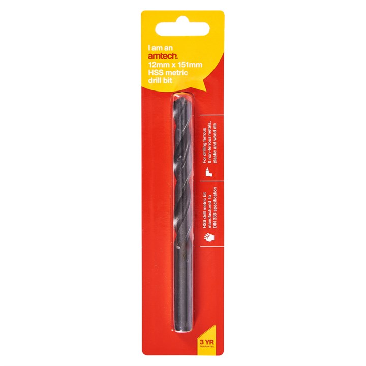 Amtech High speed steel (HSS) metric drill bit (12mm x 151mm) F5025