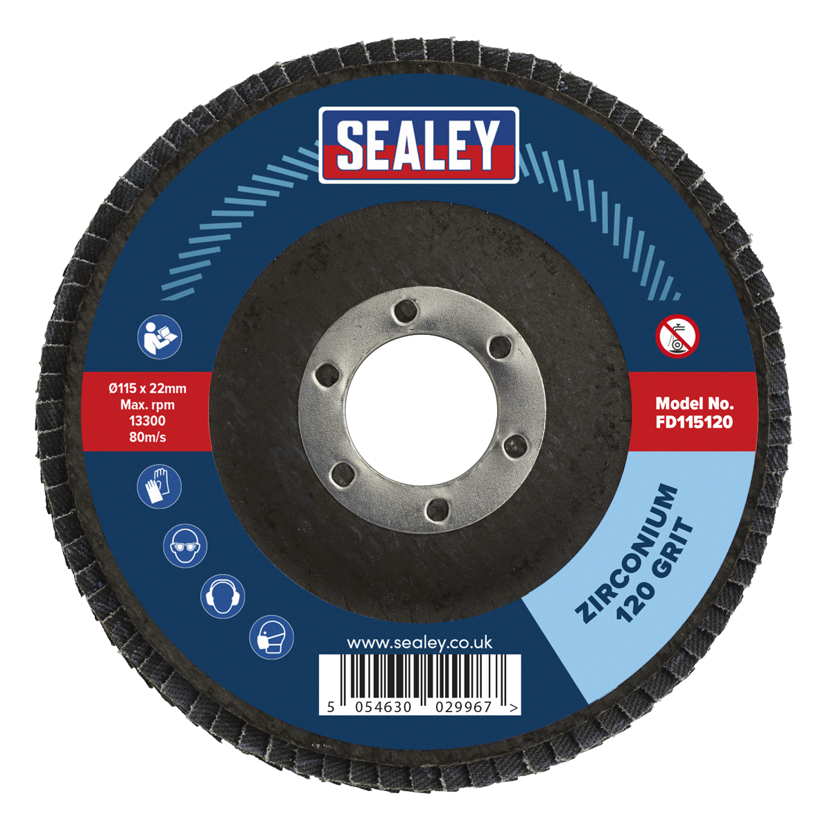 Sealey Ø115mm Zirconium Flap Disc Ø22mm Bore 120Grit FD115120