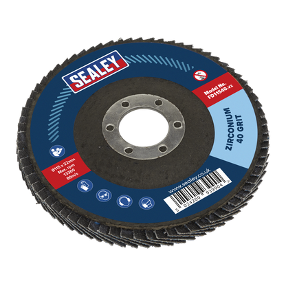 Sealey Ø115mm Zirconium Flap Disc Ø22mm Bore 40Grit FD11540