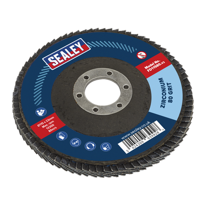 Sealey Ø115mm Zirconium Flap Disc Ø22mm Bore 80Grit FD11580