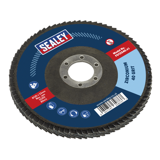 Sealey Ø125mm Zirconium Flap Disc Ø22mm Bore 40Grit FD12540