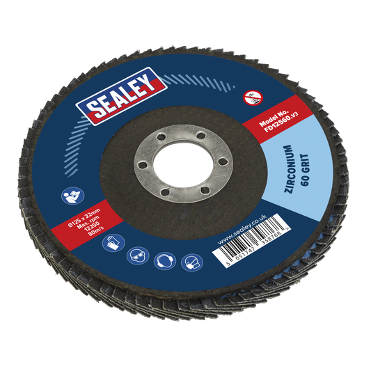 Sealey Ø125mm Zirconium Flap Disc Ø22mm Bore 60Grit FD12560