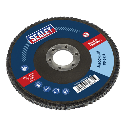 Sealey Ø125mm Zirconium Flap Disc Ø22mm Bore 80Grit FD12580
