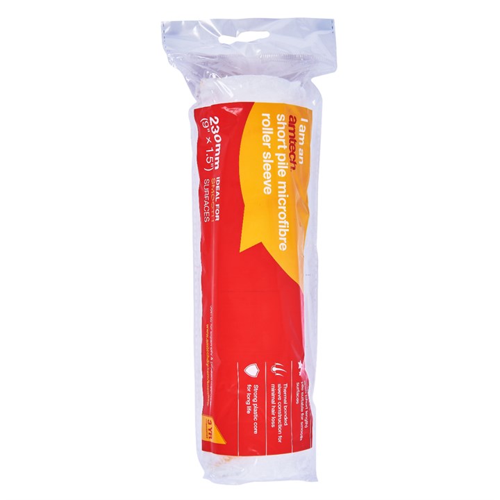 Amtech 230mm (9") x 38mm (1.5") Short pile (9mm) roller sleeve - microfibre G4425