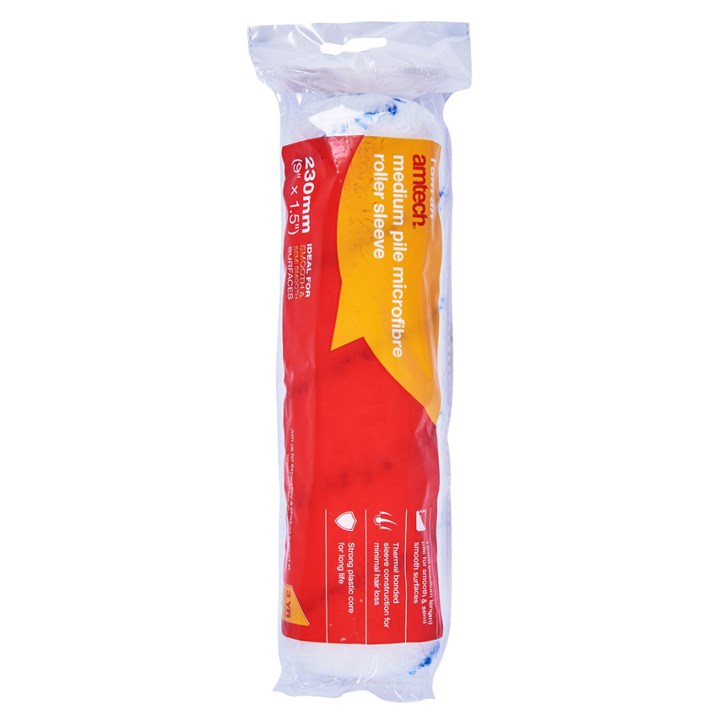 Amtech 230mm (9") x 38mm (1.5") Medium pile (12mm) roller sleeve - microfibre G4430