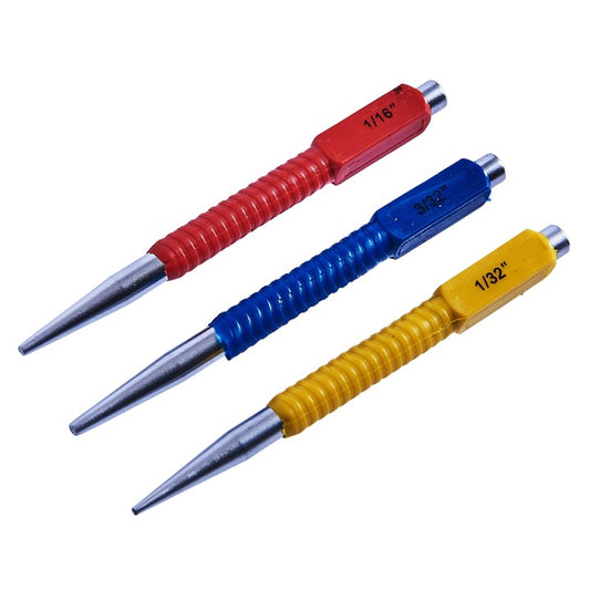 Amtech 3 Piece colour coded nail punch set H0815
