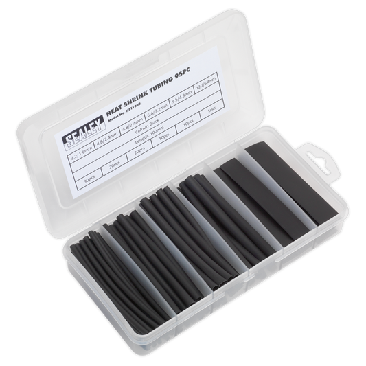 Sealey 95pc 100mm Heat Shrink Tubing Assortment - Black HST100B