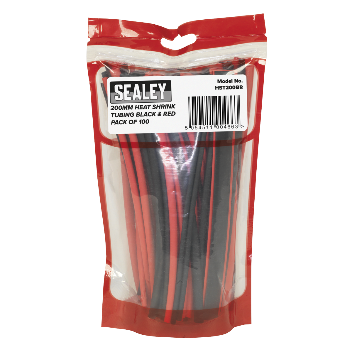 Sealey 100pc 200mm Heat Shrink Tubing - Black & Red HST200BR