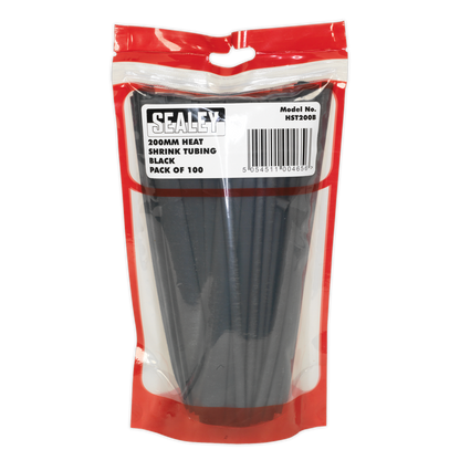 Sealey 100pc 200mm Heat Shrink Tubing - Black HST200B