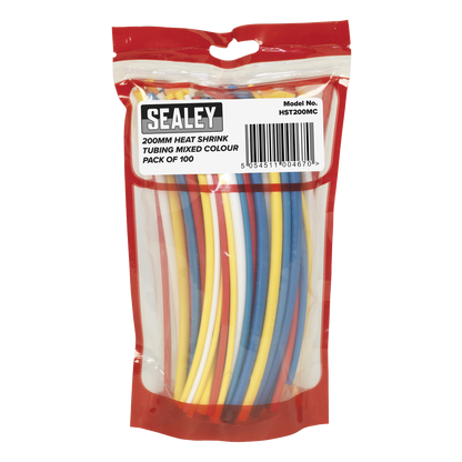 Sealey 100pc 200mm Heat Shrink Tubing - Mixed Colours HST200MC