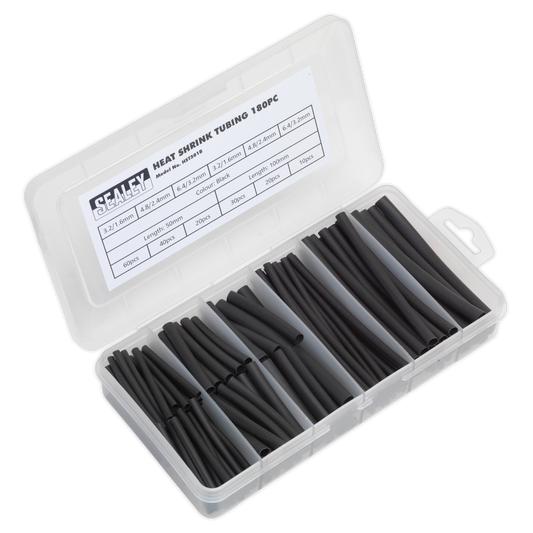 Sealey 180pc 50 & 100mm Heat Shrink Tubing Assortment - Black HST501B
