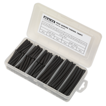 Sealey 180pc 50 & 100mm Heat Shrink Tubing Assortment - Black HST501B