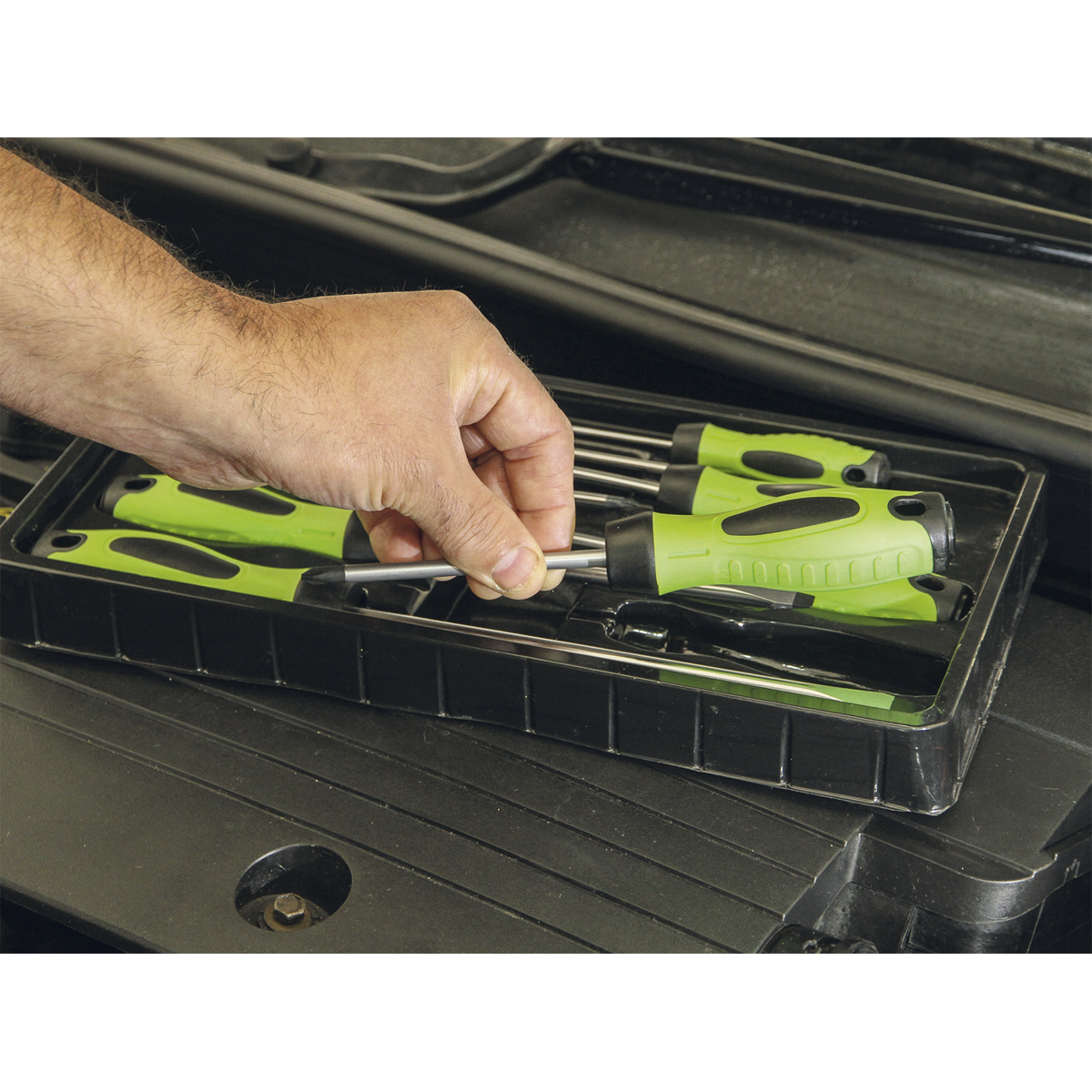 Sealey 8pc Screwdriver Set - Hi-Vis Green HV001