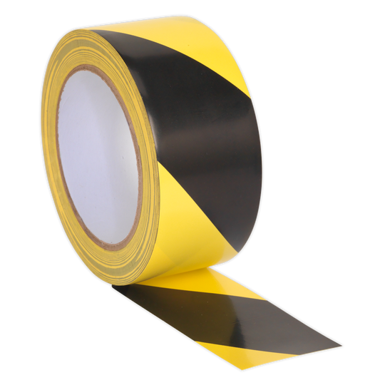 Sealey 50mm x 33m Black/Yellow Hazard Warning Tape HWTBY