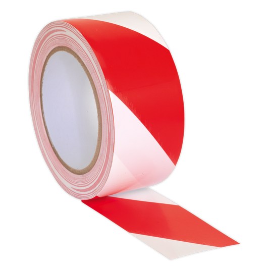Sealey 50mm x 33m Red/White Hazard Warning Tape HWTRW