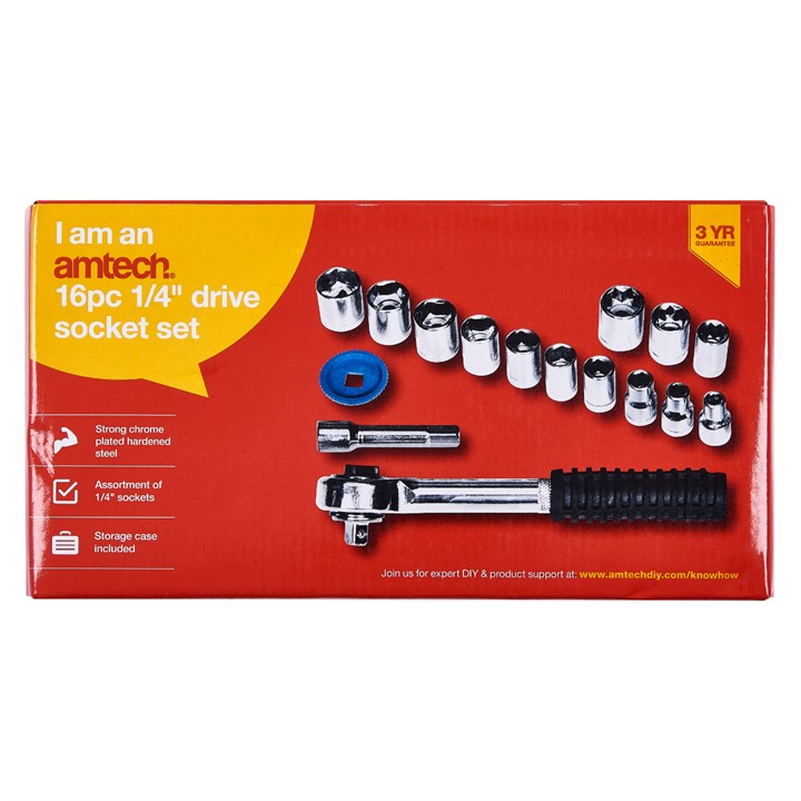 Amtech 16 Piece 1/4" drive socket set I0070