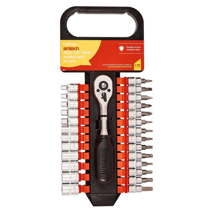 Amtech 27 Piece 1/4" drive socket and bit set I0225