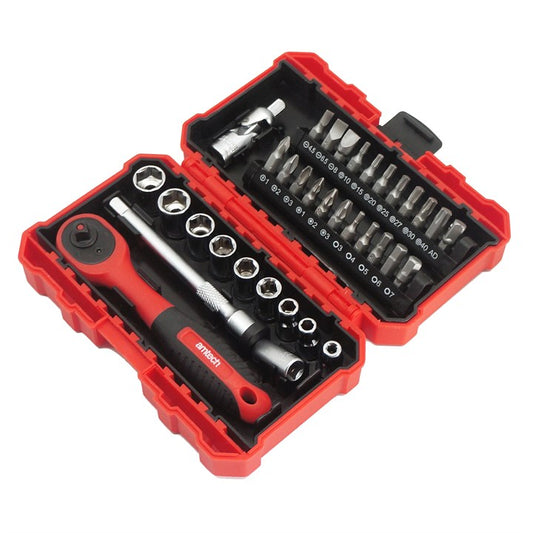 Amtech 35 Piece ¼" drive metric socket set I0227