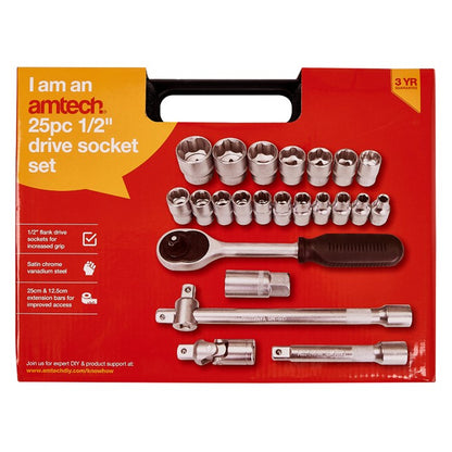 Amtech 25 Piece 1/2" drive socket set I0460