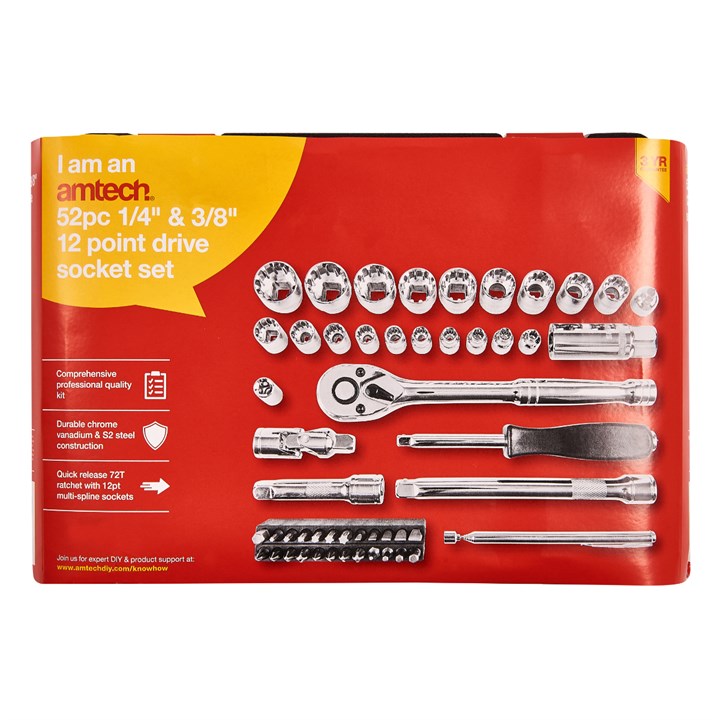 Amtech 52 Piece 12 point socket set I0635