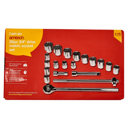 Amtech 20 Piece 3/4'' socket set I0950
